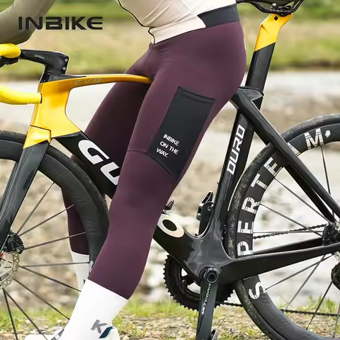 INBIKE Winter Cycling Bib Pants Thermal Fleece Men's MTB Cycling Clothing 3D Padded Cold Weather Bik