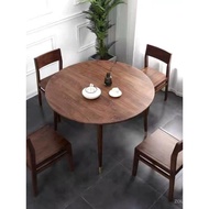 Meja Bulat Kayu Pepejal Nordic Apartmen Kecil Set Meja Makan dan Kerusi Rumah untuk 4-6-8 Orang Meja