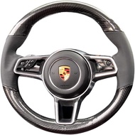Black Nappa Leather & Carbon Fiber Auto Interior Accessory Steering Wheel Protector Cover Hand-Stitc