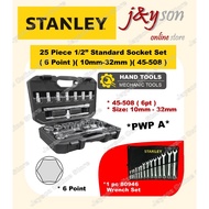 STANLEY Original 25-Pcs 1/2" 6 Point Drive Socket Set (10mm-32mm) 45-508 45508 Spanner Box Set  PWP 