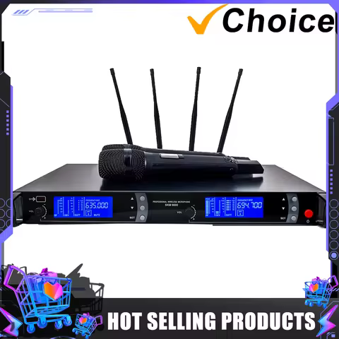 SKM9000 Professional UHF 2 Channels Wireless Microphone System with 2 Handheld Dynamic mic for DJ ka