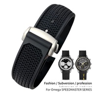 21mm 22mm High Quality Rubber Silicone Watchband Fit for Omega Speedmaster watch Strap Stainless Ste