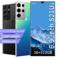S21U ใหม่ล่าสุดสมาร์ทโฟน Android 11.0 16GB RAM 512GB ROM 6800MAh แบตเตอรี่ขนาดใหญ่ Deca Core โทรศัพท์มือถือ6.9นิ้ว32 + 64MP กล้องด้านหลัง UK Black-8G 256G
