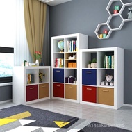 🏅ZQMSimple Bookcase Bookshelf Children's Floor Grid Cabinet Free Assembled Toys Storage Cabinet Ikea Storage Rack Locker