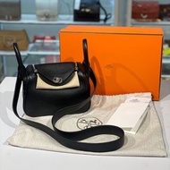 99.9%NEW二手HERMES Mini Lindy 一代 Z STAMP NIOR PHW 黑色TC皮銀扣 #香榭站正品
