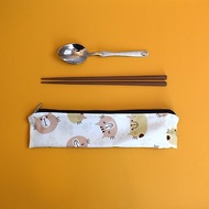 外出餐具組(筷袋+筷子+湯匙)_微笑貓咪