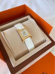 Hermes Watch H heure 25*25mm，鑽石金色錶盤，鱷魚皮錶帶，愛馬仕手錶