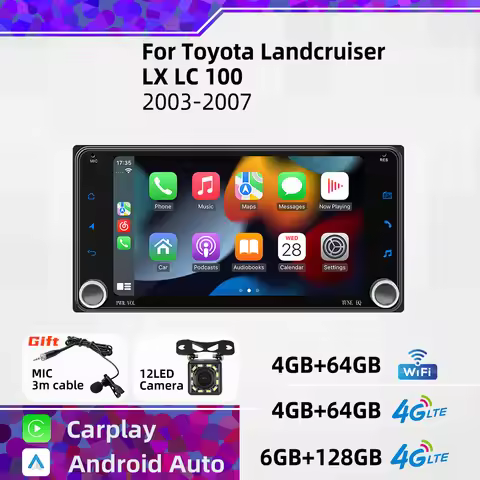 Android Multimedia 7" Screen Car Radio 2 Din for Toyota Landcruiser Land Cruiser LX LC 100 2003-2007