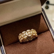 Money Abundance Gold Coins Full Diamond Wealth Copper Coin Ring