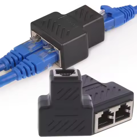 1 To 2 Ways LAN Ethernet Network Cable RJ45 Female Splitter Connector Adapter For Laptop Docking Sta