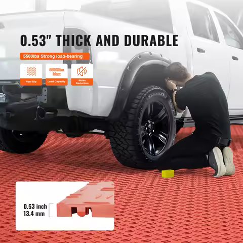 VEVOR Garage Tiles Interlocking 12 x 12 x 0.53 inch 50 Pack Garage Floor Covering Tiles Non-Slip Tex