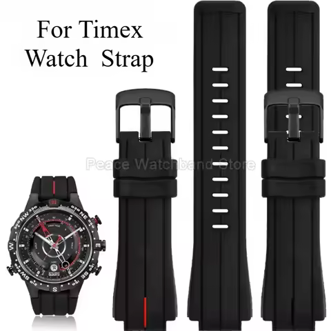 Colorfast Smooth-textured Silicone Watchband for Timex Expedition Tide-Temp-Compass T2N720 T2N739 TW