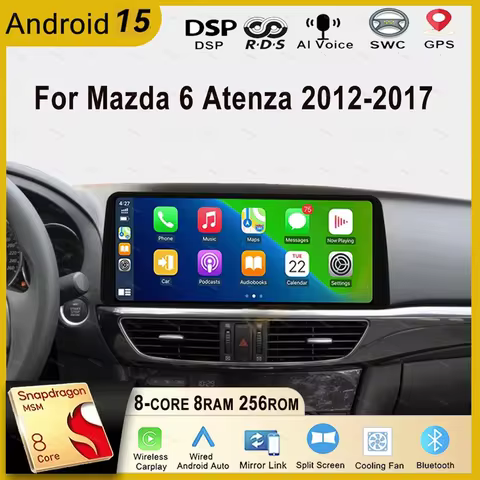 12.3 Inch Android 15 For Mazda 6 Ⅲ GL GJ 2012 - 2017 Car Radio Carplay Multimedia Video Player Stere