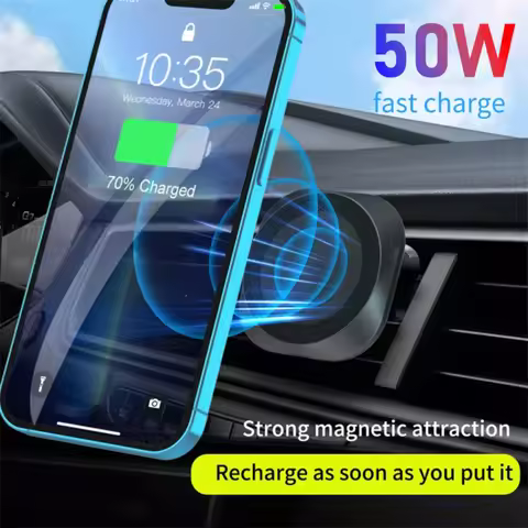 50W Fast Car Wireless Charging Station Strong Magnetic Car Wireless Charger For iPhone 15 14 13 12 P