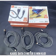 Xwin K-01 3 Meter Data Cable Micro USB Type C Lightning