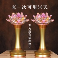 Rechargeable Crystal Lotus Lamp Buddhist Hall Lighting Pair led Lotus Lamp Lotus Lamp Changming Lamp