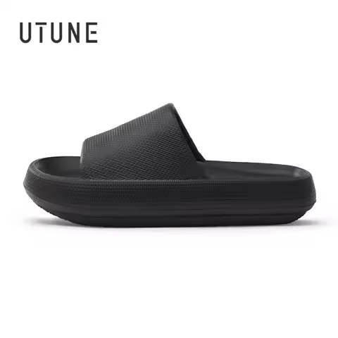 UTUNE Men’s Non-slip Slides Summer Indoor Slippers, Thick Sole Breathable Soft Sandals, Comfy Casual