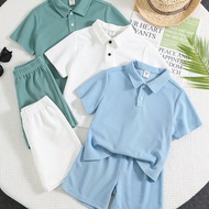 6 Packs Young Boys Casual Sports Vacation Polo Collar Short Sleeve Polo Shirt And Matching Elastic W