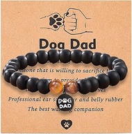Dog Dad Gifts for Men Fathers Day Birthday Gift for Dads Husband Son Natural Stone Dogs Dad Bracelet
