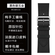 สายนาฬิกาหนังแท้ Hermés สำหรับ Apple Watch Series 8 SE Ultra iWatch10 NKT สายนาฬิกาหนังแท้สุดหรูสำหร