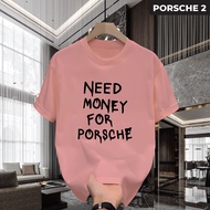 Áo thun nam nữ cổ tròn mẫu PORSCHE 2 vải Cotton sang trọng lịch lãm thoáng mát