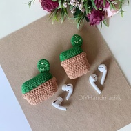 Woolen airpod case / Funny Cactus Woolen Headset case (With Plastic case)