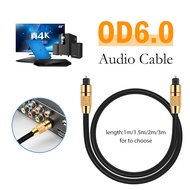 สาย Optic Digital Optical Cable (TOSLINK)สายออฟติคอล สำหรับ ทีวี เครื่องเสียง Home Theater   สายออฟติคอลคุณภาพสูง Digital Optical Audio Cable OD 6.0 Male-Male Optical Cable   Digital Optical Fiber Audio Cable A68