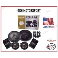 Stellar 6.5'' Inch 2 Way Component Set Carbon Fiber Cone Speaker Audio Tweeter Crossover Middle Bass