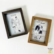 Transparent Frame Portrait Illustration Customize Gift Box/Couple/Family/Friends/Door Gift (Comic Grey Style)客制化相框