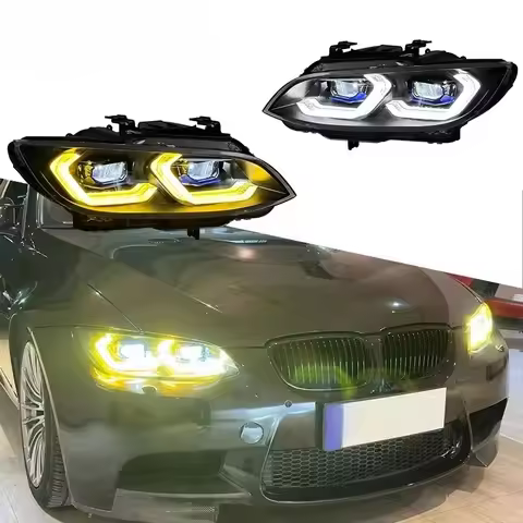 SJC Auto Car Parts Headlight for BMW M3 E92 2006-2009 Laser Style CSL Yellow/White LED Headlights