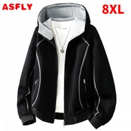 ASFLY 8XL Plus Size Men Hoodies Casual Loose Hoodies Hooded Sweatshirts Man Big Size 7XL Hoodies