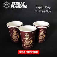 9 OZ COFFEE MOTIF PAPER CUPS CONTENTS 50 CUPS/SLOP