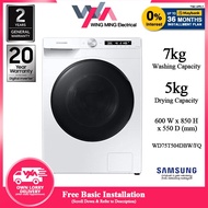 [Free Installation within Klang Valley Area] Samsung (7.5 kg Wash + 5 kg Dry) Front Load Washer Dryer WD75T504DBW/FQ WD75T504DBW with AI Ecobubble™ Washing Machine