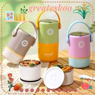 GREATESKOO Thermal Lunch Box, Stainless Steel Leak-Proof Insulated Box, Portable Double Layer 580ml/