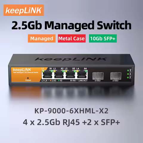 keeplink 6-Port Multi-Gigabit Web-Managed Switch with 4-2.5Gb RJ45 and 2-10G SFP+