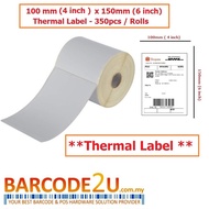 A6 Thermal Label Sticker 100mm x 150mm (350pcs per roll)