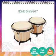 Wood Bongo Drum 6" + 7" Alat Muzik Percussion Nasyid Performance