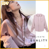 S-2XL Baggy Satin Blouse Women Plus Size Classy Ladies Vonda Plain Chiffon Elegant Black White Purpl