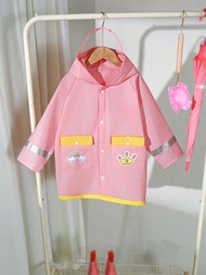 Impermeable con estilo de mochila para niñas con bloque de colores amarillo y rosa con diseño de unicornio bonito, apto para todas las estaciones
