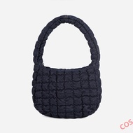 Cos Womens Bag 2024 New Mini Denim Cloud Bag Quilted Shoulder Dumpling Pleated Down Hand Underarm Bag