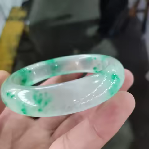 Ice type floating green bracelet quartzite floating flowers jade bangle high quality jade bracelet b