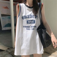 INS Super Popular Sleeveless Vest Short-Sleeved Women's T-shirt Summer Korean Style Trendy Harajuku Basketball Style Student Sports Loose Top