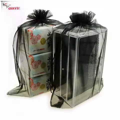10pcs 15x20 17x23 20x30 25x35cm Organza Bags Drawstring Pouches For Wedding Party Gift Bag Packaging