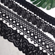 Decorative lace, black, size 3cm to 9cm (2 meter cord)
