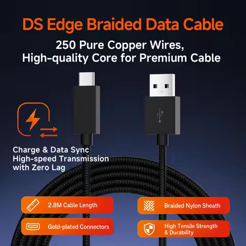 PS5 Elite controller braided wire length 2.8M, dual online charging and data transmission without de
