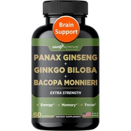 Gade Nutrition Ginkgo Biloba with Ginseng Supplement and Bacopa Monnieri | Brain Supplements for Mem