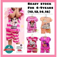 Ready stock Kids pyjamas cartoon shirt with pants baju dan seluar buju rumah baju tidur buju cantik 