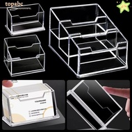 GORROS 1Pcs Bussiness Card Holder, Display Stand Acrylic Plastic Business Card Box,  Transparent 1/2