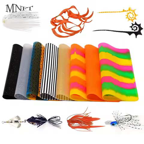 MNFT Soft Silicone Sheet Film Saltwater Fishing Assist Jig Hook Wiggle Tail Fly Squid Skirts Fly Fis