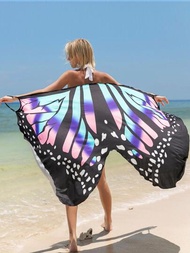 Vestidos Casuales Dama Salida De Playa Salida De Playa Pareo Cover Up Con Estampado De Mariposa Cruzado